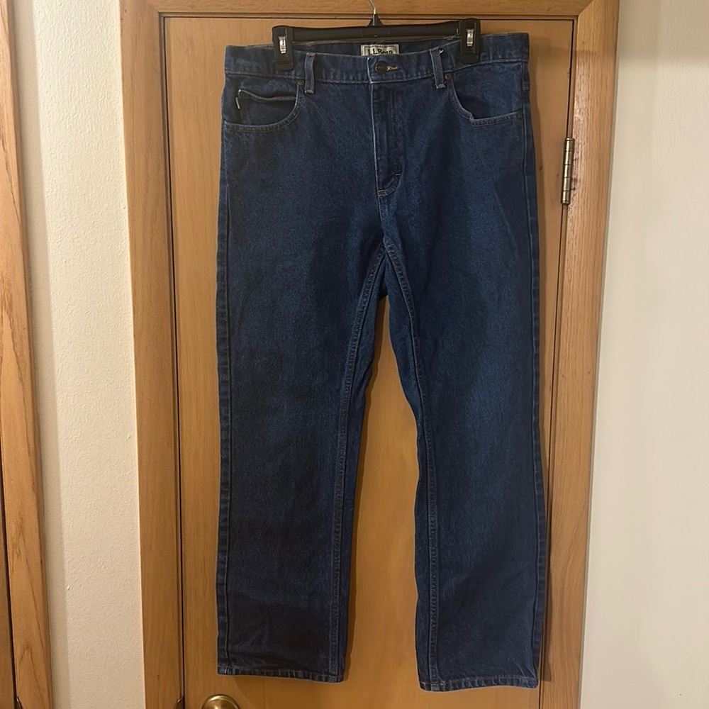 LL Bean Men’s Standard Fit Straight Leg Jeans Medium Dark Wash Size 35x30